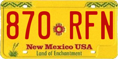 NM license plate 870RFN
