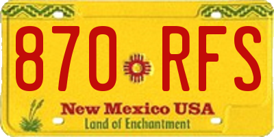 NM license plate 870RFS