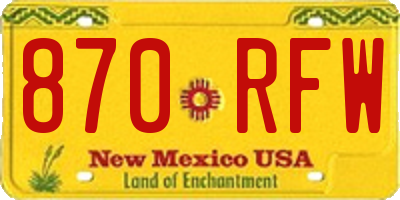 NM license plate 870RFW