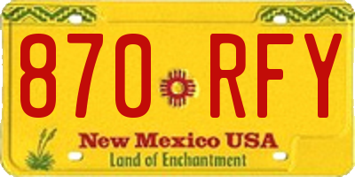 NM license plate 870RFY