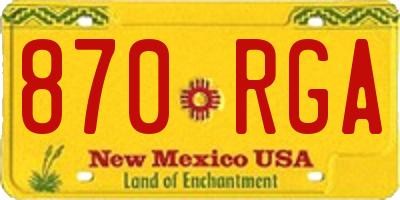NM license plate 870RGA