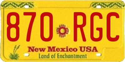 NM license plate 870RGC