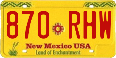 NM license plate 870RHW