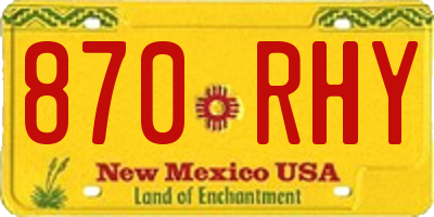 NM license plate 870RHY