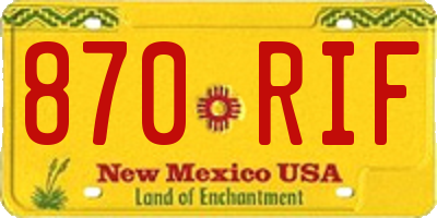 NM license plate 870RIF
