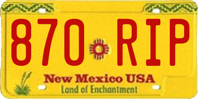 NM license plate 870RIP