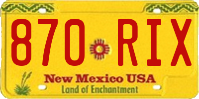 NM license plate 870RIX