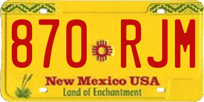 NM license plate 870RJM