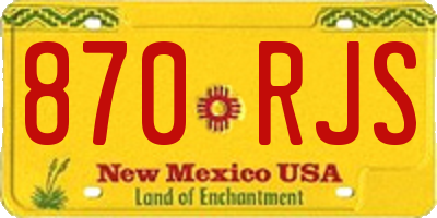 NM license plate 870RJS
