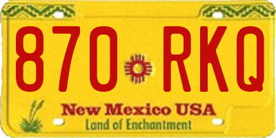 NM license plate 870RKQ