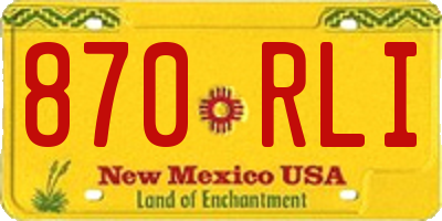 NM license plate 870RLI