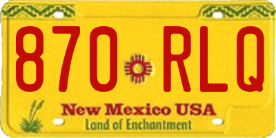 NM license plate 870RLQ
