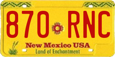 NM license plate 870RNC