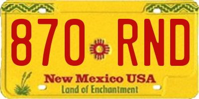 NM license plate 870RND