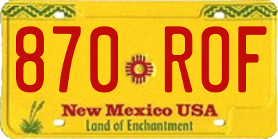 NM license plate 870ROF