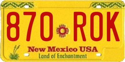 NM license plate 870ROK