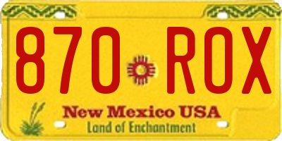 NM license plate 870ROX