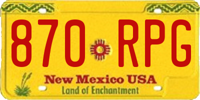 NM license plate 870RPG