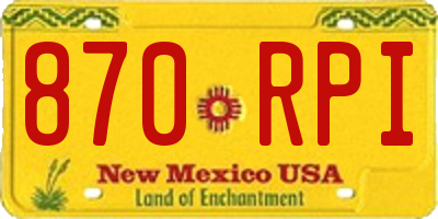 NM license plate 870RPI