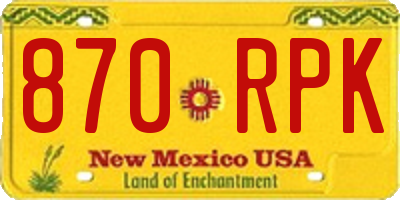 NM license plate 870RPK