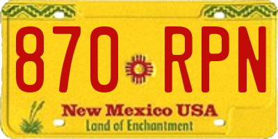 NM license plate 870RPN