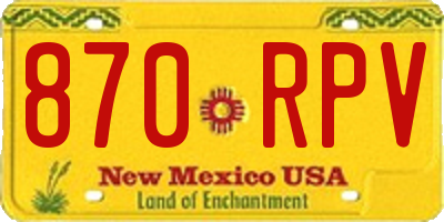 NM license plate 870RPV