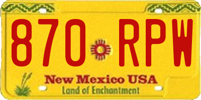 NM license plate 870RPW