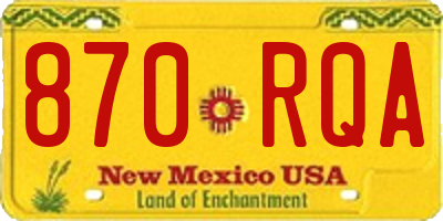 NM license plate 870RQA