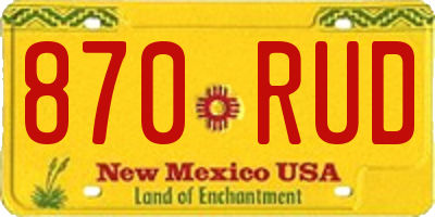 NM license plate 870RUD