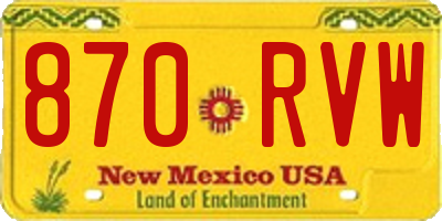 NM license plate 870RVW