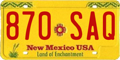 NM license plate 870SAQ