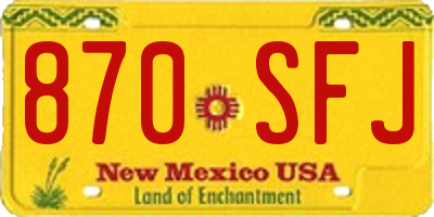 NM license plate 870SFJ