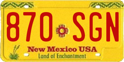 NM license plate 870SGN
