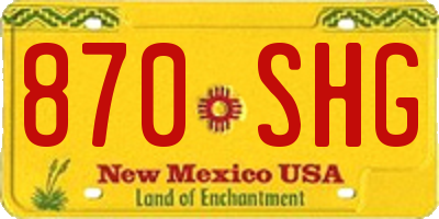 NM license plate 870SHG