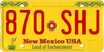 NM license plate 870SHJ