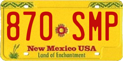 NM license plate 870SMP