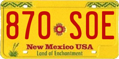 NM license plate 870SOE