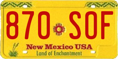 NM license plate 870SOF