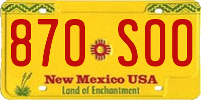 NM license plate 870SOO