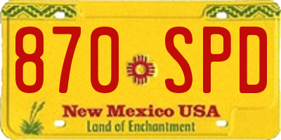 NM license plate 870SPD