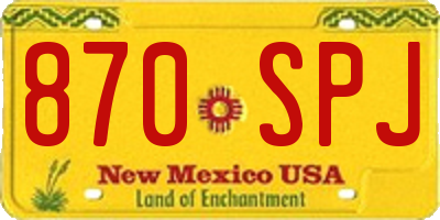 NM license plate 870SPJ