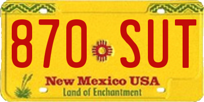 NM license plate 870SUT