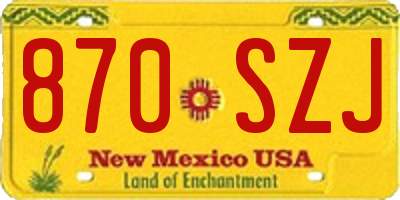 NM license plate 870SZJ