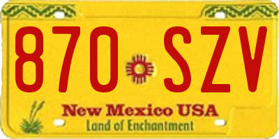 NM license plate 870SZV