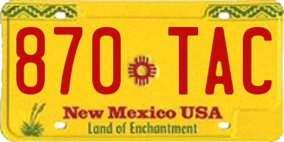 NM license plate 870TAC