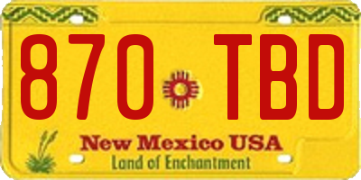 NM license plate 870TBD
