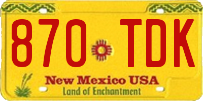 NM license plate 870TDK