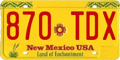 NM license plate 870TDX