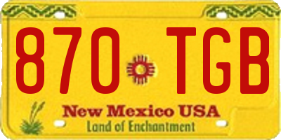 NM license plate 870TGB