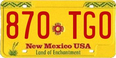 NM license plate 870TGO